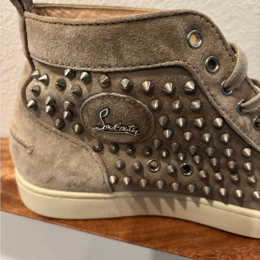 Christian Louboutin Beige Suede Studded Sneakers Like New